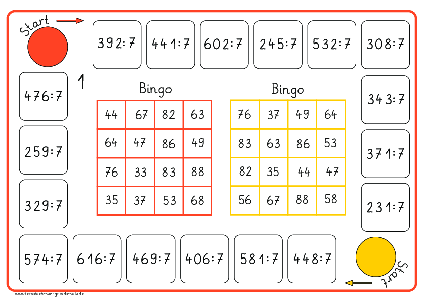 Bingo - halbschriftlich dividieren durch 7